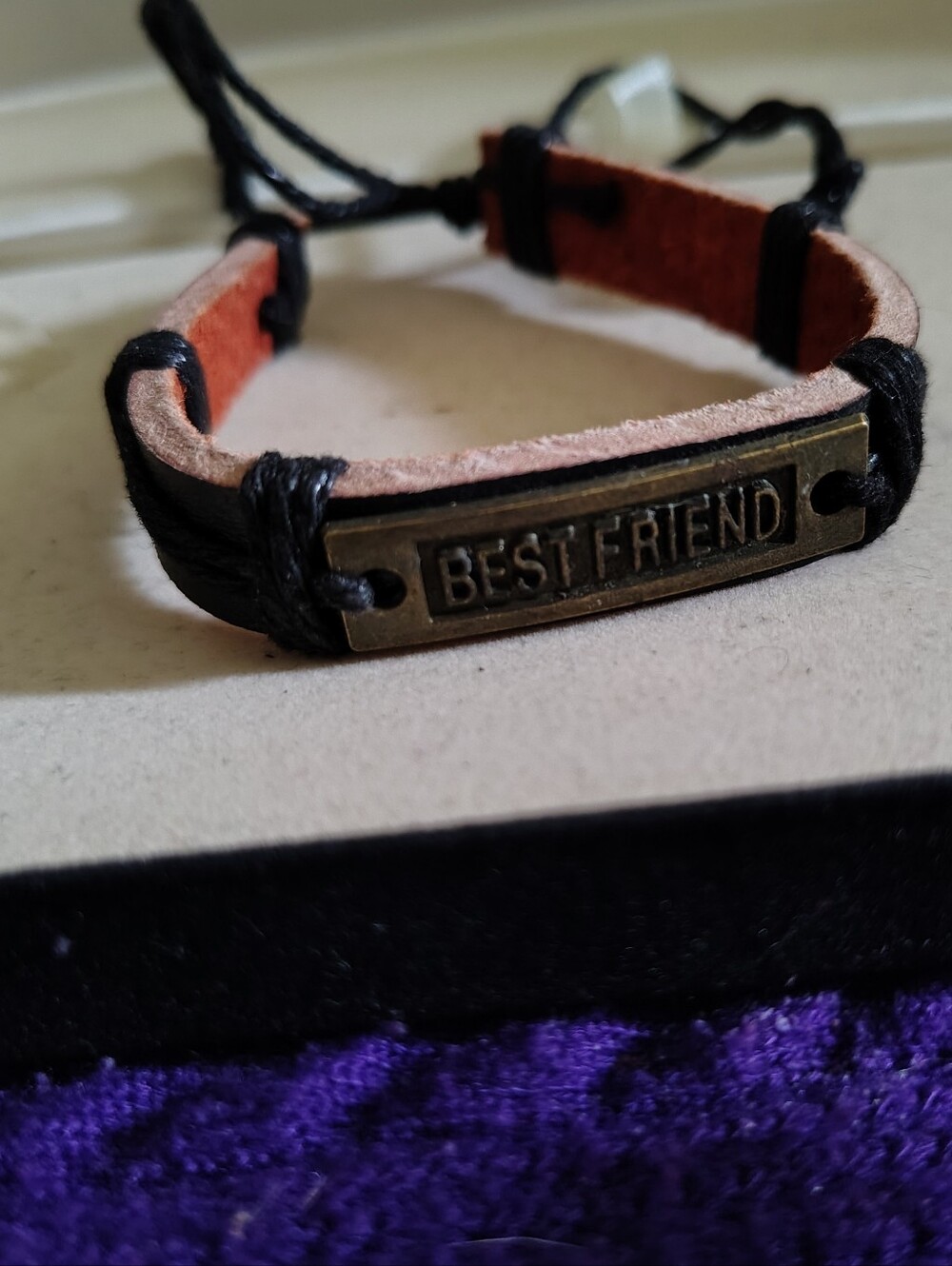 💑 New BEST FRIEND Leather Accent Bracelet - Black & Tan 💑